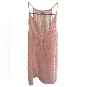 Old Navy Woman’s Bright Pink & White Chemise Gauze Cool Light Airy Top Shirt LG